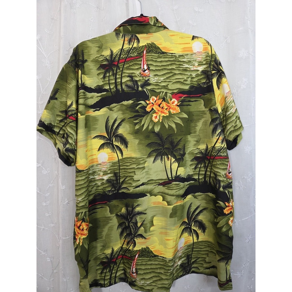 King Kameha Green Hawaiin Shirt Island Palm Trees Ocean XL - Picture 2 of 8
